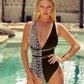 Tied Leopard Plunge One-Piece Swimwear-Get You Some Sun