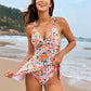 Crisscross Double Spaghetti Strap One-Piece Swimwear