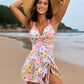 Crisscross Double Spaghetti Strap One-Piece Swimwear