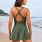 Crisscross Double Spaghetti Strap One-Piece Swimwear