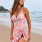 Crisscross Double Spaghetti Strap One-Piece Swimwear