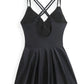 Crisscross Double Spaghetti Strap One-Piece Swimwear