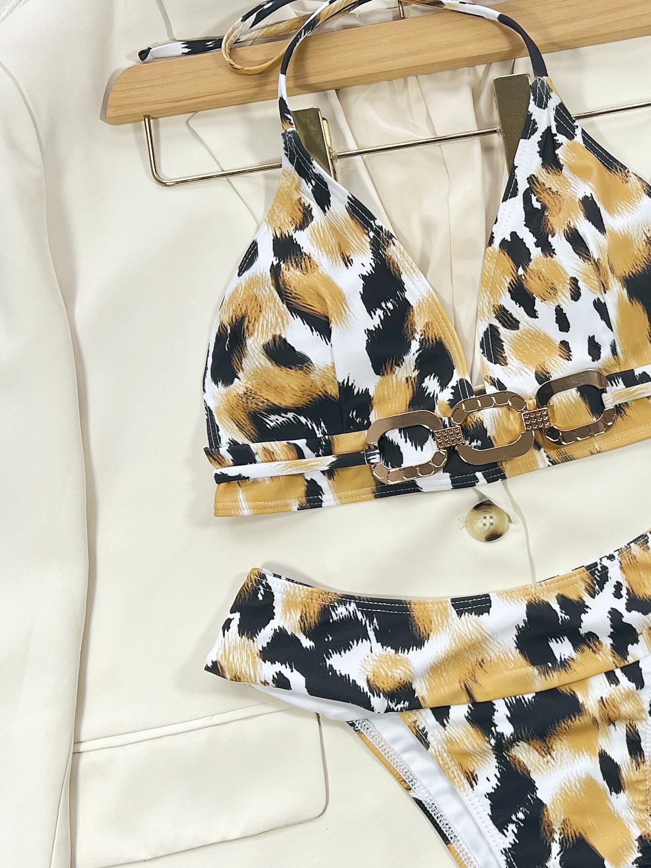 Animal Print Halter Neck Bikini Set-Get You Some Sun