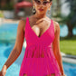 Plus Size Fringe V-Neck Tankini Swim Set-Get You Some Sun