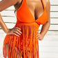 Plus Size Fringe V-Neck Tankini Swim Set-Get You Some Sun