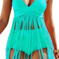 Plus Size Fringe V-Neck Tankini Swim Set-Get You Some Sun