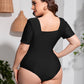 Plus Size Scoop Neck Short Sleeve One-Piece Swimsuit-