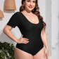 Plus Size Scoop Neck Short Sleeve One-Piece Swimsuit-