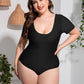 Plus Size Scoop Neck Short Sleeve One-Piece Swimsuit-