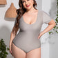 Plus Size Scoop Neck Short Sleeve One-Piece Swimsuit-