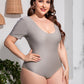 Plus Size Scoop Neck Short Sleeve One-Piece Swimsuit-