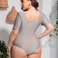 Plus Size Scoop Neck Short Sleeve One-Piece Swimsuit-