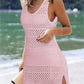 Crochet Knit Cover-Up Dress with Side Slit-Get You Some Sun