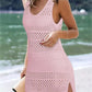 Crochet Knit Cover-Up Dress with Side Slit-Get You Some Sun