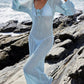 Crochet Knit Long Sleeve Maxi Cover-Up Dress-