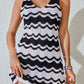Contrast Wave Striped Knit Slit Cover-Up Dress-