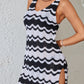 Contrast Wave Striped Knit Slit Cover-Up Dress-