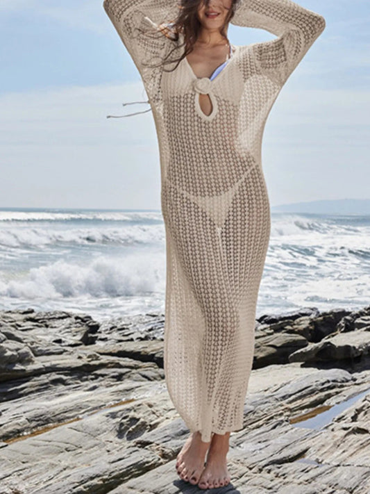 Long Sleeve Backless Cover-Up Dress-Get You Some Sun