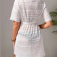 Drawstring Hollow Out Short Sleeve Cover-Up Dress-