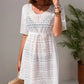 Drawstring Hollow Out Short Sleeve Cover-Up Dress-