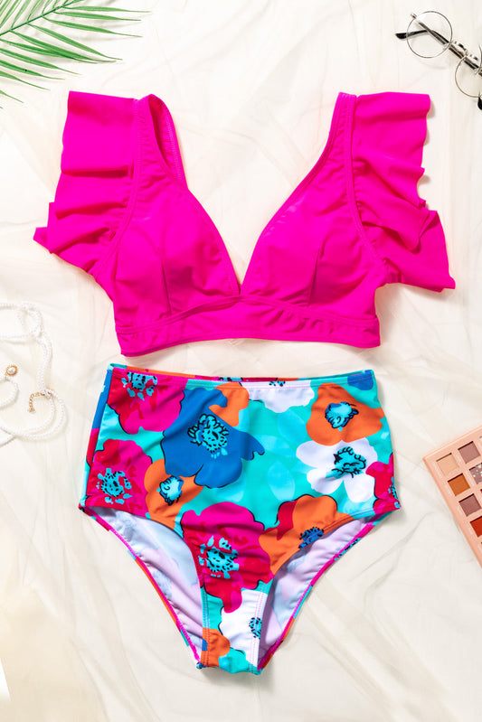 Cropped Swim Top and Floral Bottoms Set-Get You Some Sun