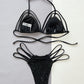 Glitter Halter Neck Strappy Two-Piece Bikini Set-