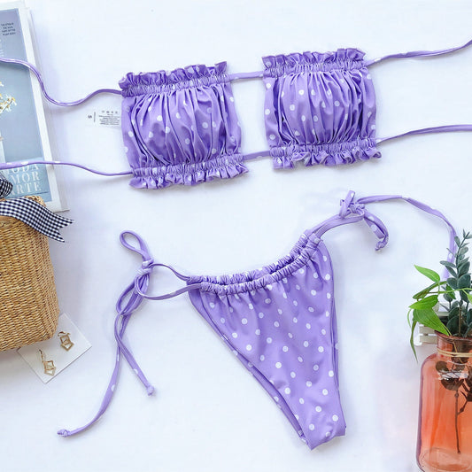 Frill Trim Ruched Bikini Set-Get You Some Sun