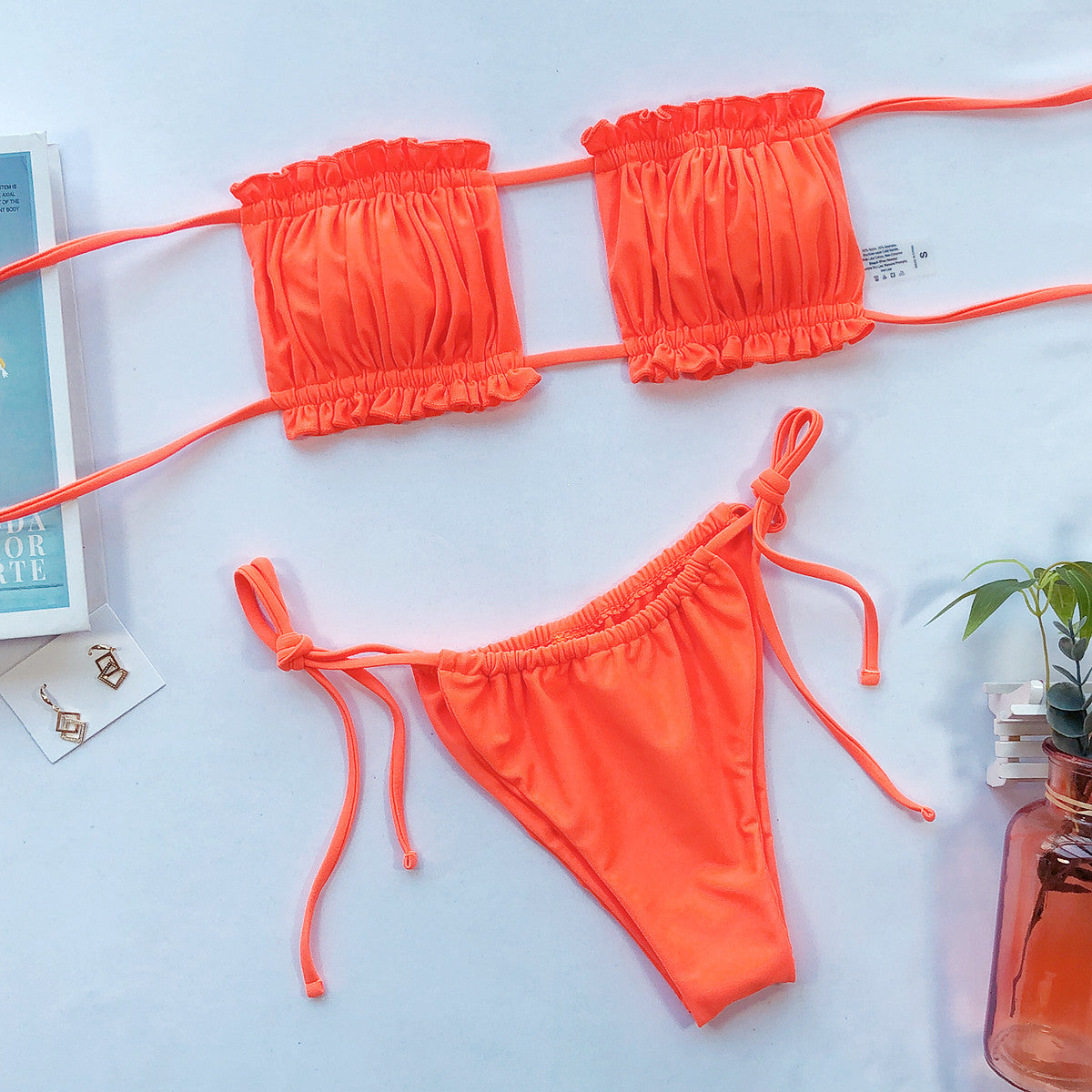 Frill Trim Ruched Bikini Set-Get You Some Sun