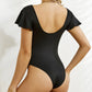 Ruffled V-Neck Cap Sleeve One-Piece Swimwear-