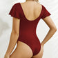 Ruffled V-Neck Cap Sleeve One-Piece Swimwear-