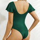Ruffled V-Neck Cap Sleeve One-Piece Swimwear-