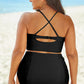 Full Size Halter Neck Crisscross Ruched Two-Piece Swimsuit-