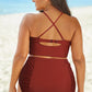 Full Size Halter Neck Crisscross Ruched Two-Piece Swimsuit-