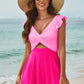 Cutout V-Neck Cap Sleeve One-Piece Swimwear-Get You Some Sun