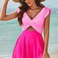 Cutout V-Neck Cap Sleeve One-Piece Swimwear-Get You Some Sun