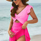 Cutout V-Neck Cap Sleeve One-Piece Swimwear-Get You Some Sun