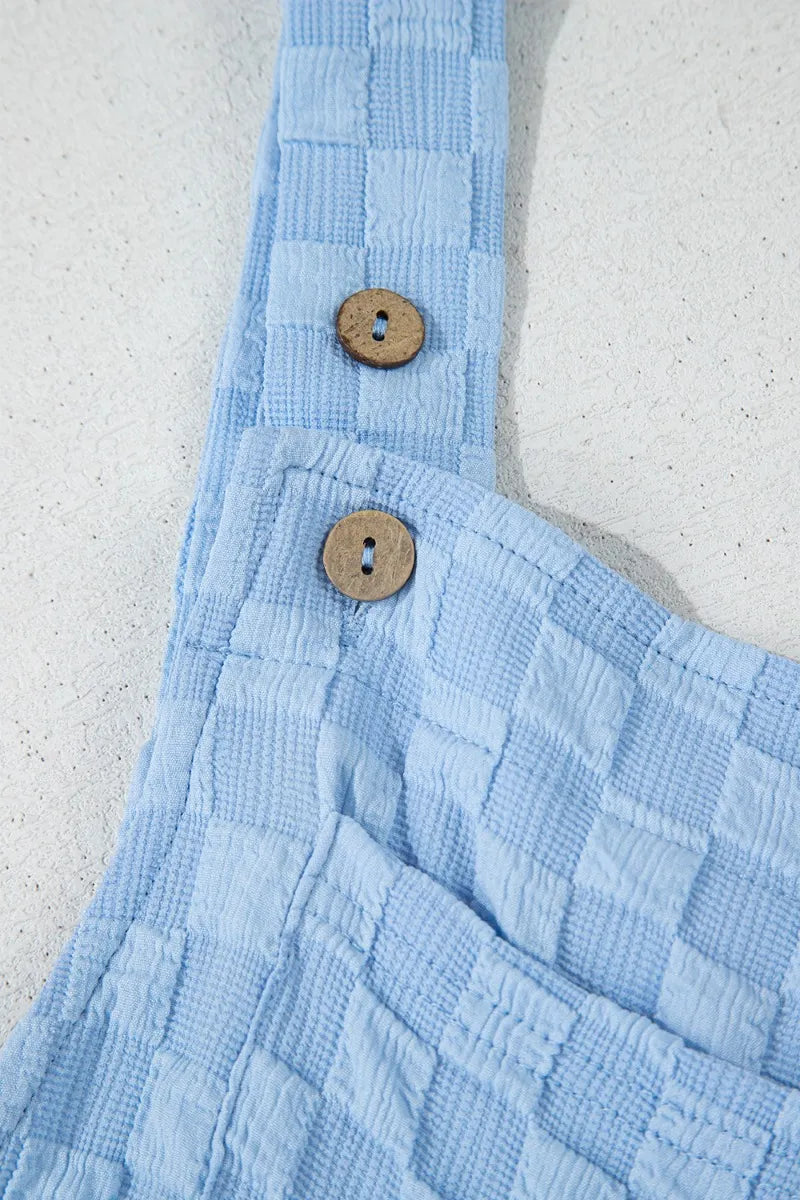 Checkered Pocketed Wide Leg Overalls-Get You Some Sun