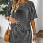 Striped Round Neck Short Sleeve Top and Shorts Set
