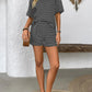 Striped Round Neck Short Sleeve Top and Shorts Set