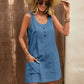 Decor Button Mini Tank Dress with Pockets-Get You Some Sun