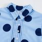 Polka Dot Print Ruffled Short Sleeve Buttoned  Blouse