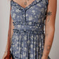Floral Spaghetti Strap Frilled V Neck Tiered Midi Dress-