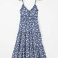 Floral Spaghetti Strap Frilled V Neck Tiered Midi Dress-