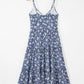 Floral Spaghetti Strap Frilled V Neck Tiered Midi Dress-