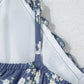 Floral Spaghetti Strap Frilled V Neck Tiered Midi Dress-