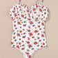 Floral Frilled Trim Spaghetti Straps Bodysuit-