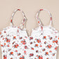 Floral Frilled Trim Spaghetti Straps Bodysuit-