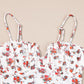 Floral Frilled Trim Spaghetti Straps Bodysuit-