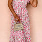 Floral Lace Tied Strap Square Neck Dress with Pockets-