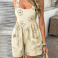 Devine Flower Wide Strap Overalls with Pockets-
